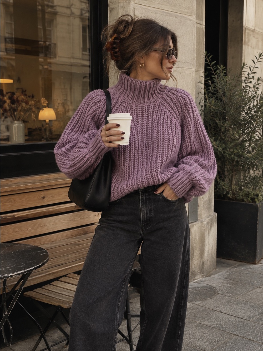 H&M Chunky Turtleneck Sweater - Dusty Lavender